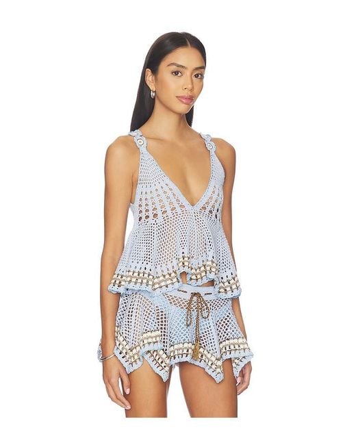 MY BEACHY SIDE Blue Tula Hand-Crocheted Top