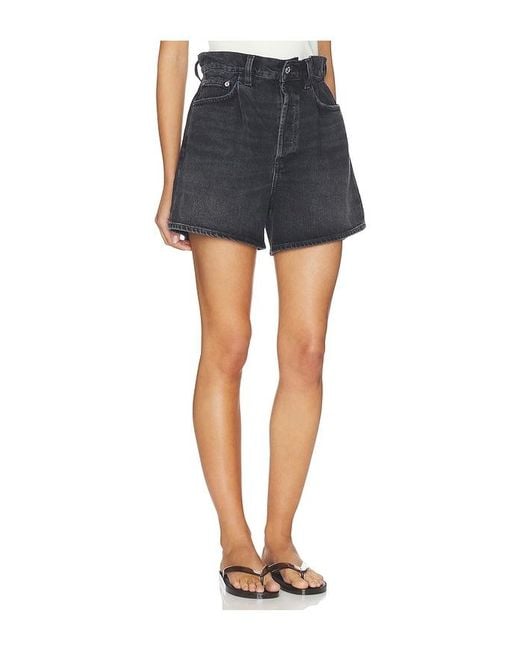 Agolde Black Lyonne Cinched Waist Shorts