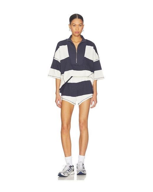 Free People Blue X Fp Movement Retro Rugby Pullover