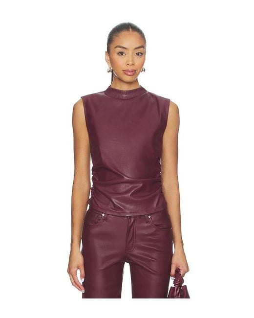 Hudson Purple Faux Leather Top