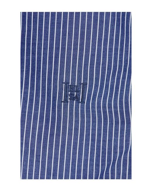 Helsa Blue Pinstripe Poplin Fitted Shirt