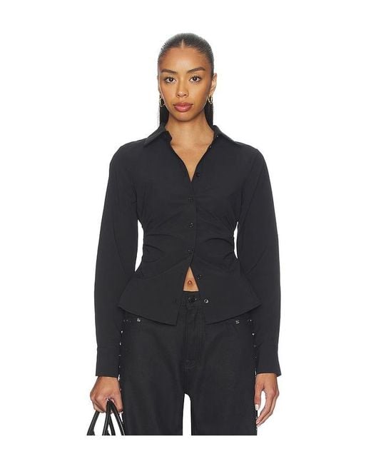 ALL THE WAYS Black Millie Button Up Top