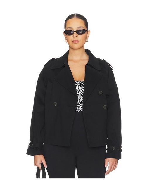 GOOD AMERICAN Black Cropped Trench Jacket