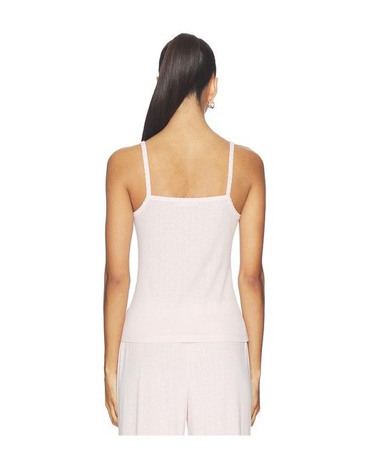 Barefoot Dreams Pink Pointelle Rib Tank With Scallop Trim