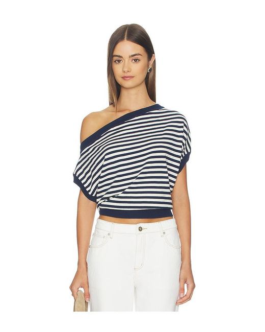 A.Brand Blue Cold Shoulder Knit Top