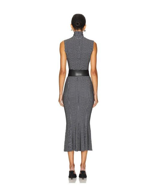 Norma Kamali Black Turtleneck Fishtail Jersey Midi Dress