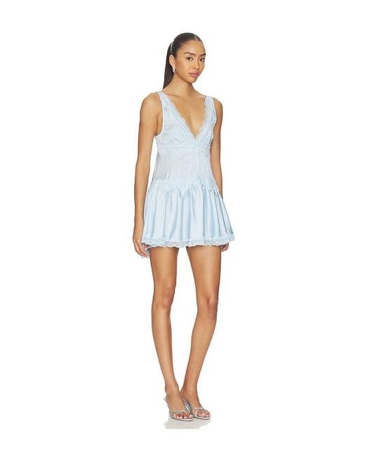 Free People Blue This Groove Mini Slip Dress