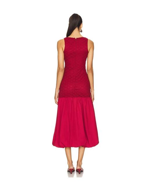 Bardot Red X Revolve Melody Lace Poplin Maxi Dress