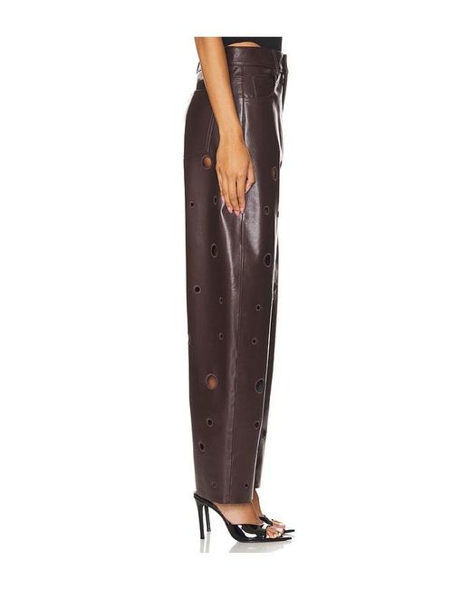 Lamarque Multicolor Perforated Leather Straight-Leg Pants