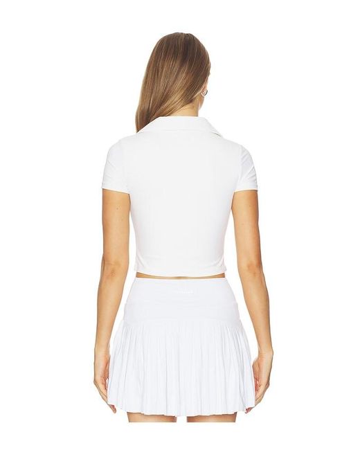 Gold Hinge White Preppy V-Neck Polo Top