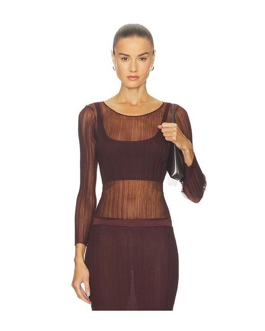 Jonathan Simkhai Red Leonie Long Sleeve Top