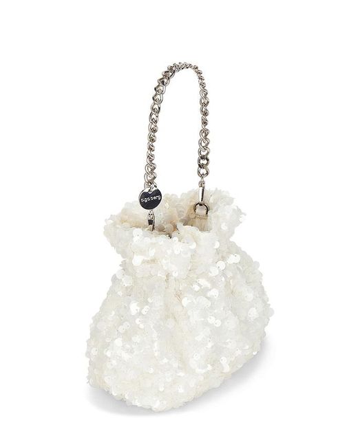 Olga Berg White Mattie Sequin Pouch