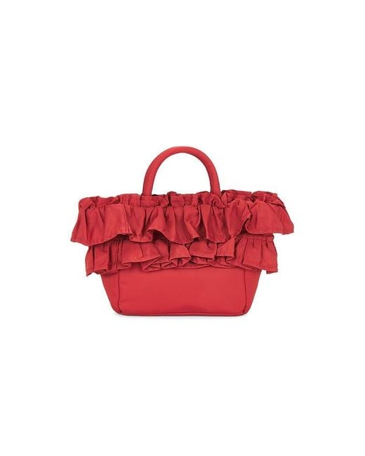Ganni Red Mini Shopper Ruffle Bag