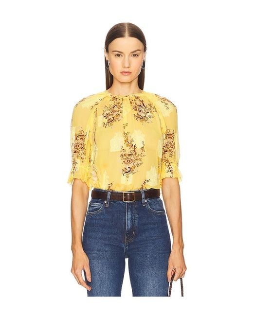 Ulla Johnson Blue Pippa Short Sleeve Blouse
