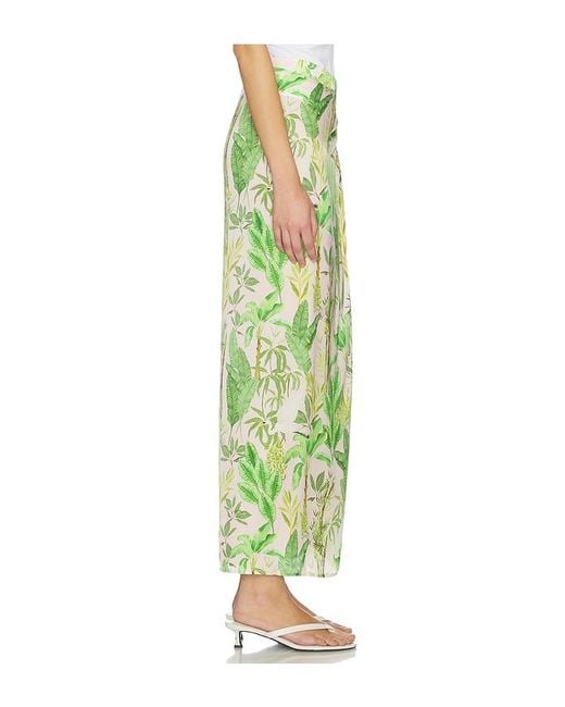 VERANDAH Green Hand Draped Tropical Maxi Skirt