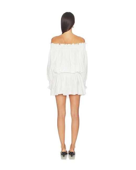 Norma Kamali White Long Sleeve Peasant Mini Dress
