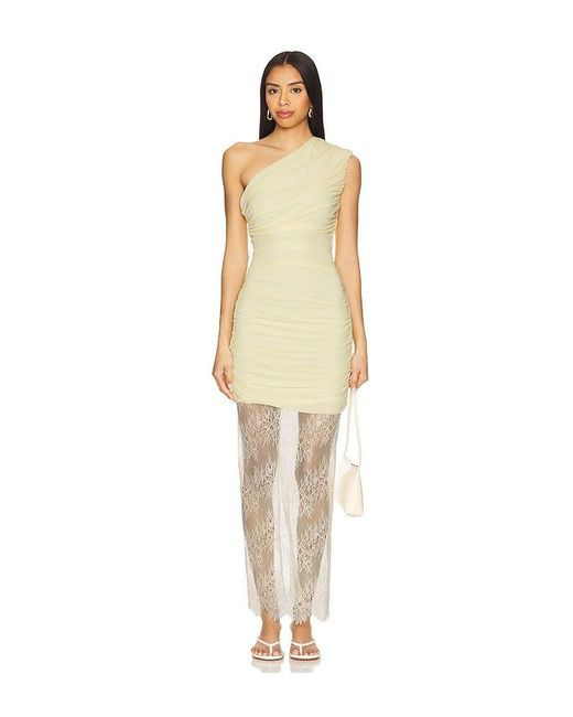 Shona Joy Natural Martine Lace Gathered Maxi Dress