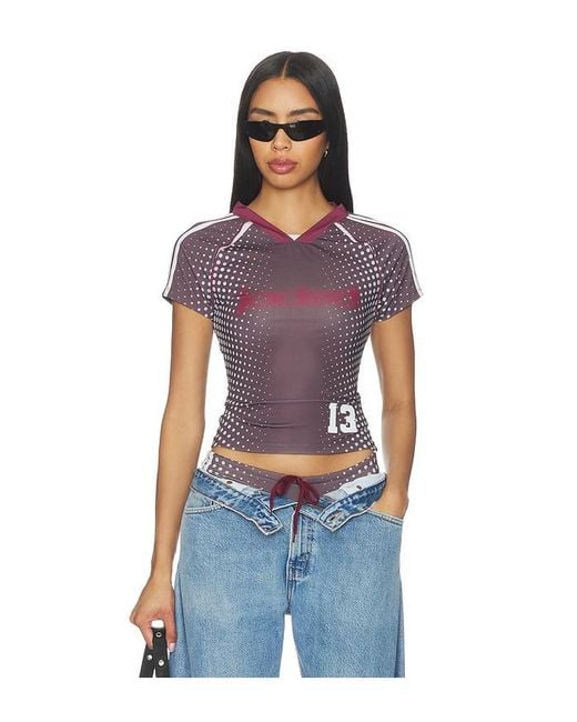 Jaded London Blue Illusion Print Football Baby Tee