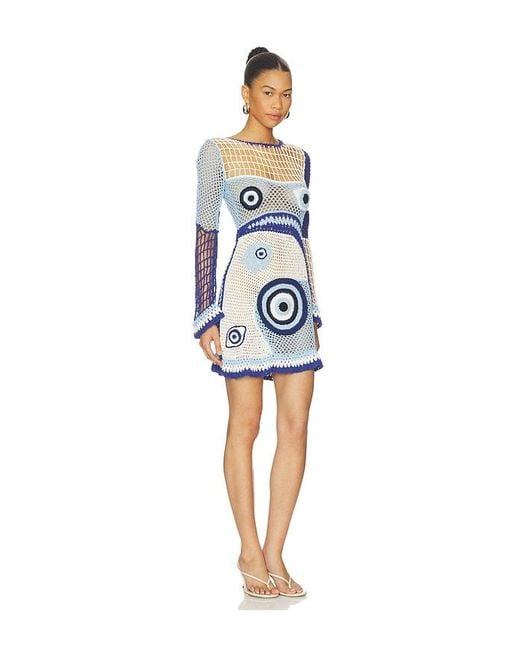 Leslie Amon Blue Dream Evil Eye Mini Dress
