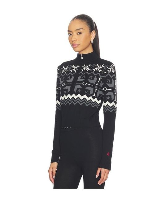 Perfect Moment Black Nordic Merino Wool Half-Zip Sweater