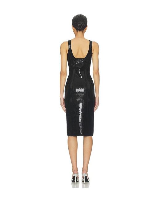 Fleur du Mal Black Knit Bodycon Midi Corset Dress