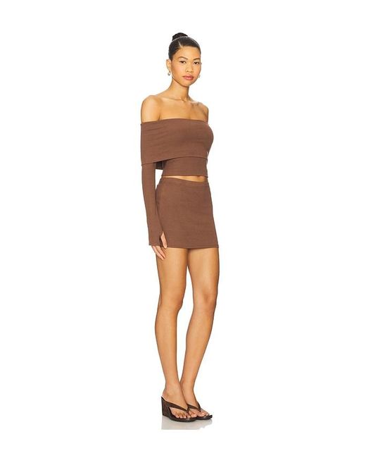 superdown Brown Marks Skirt Set