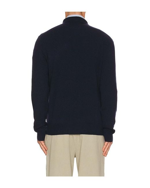 Polo Ralph Lauren Blue Lux Merino Johnny Collar Sweater for men