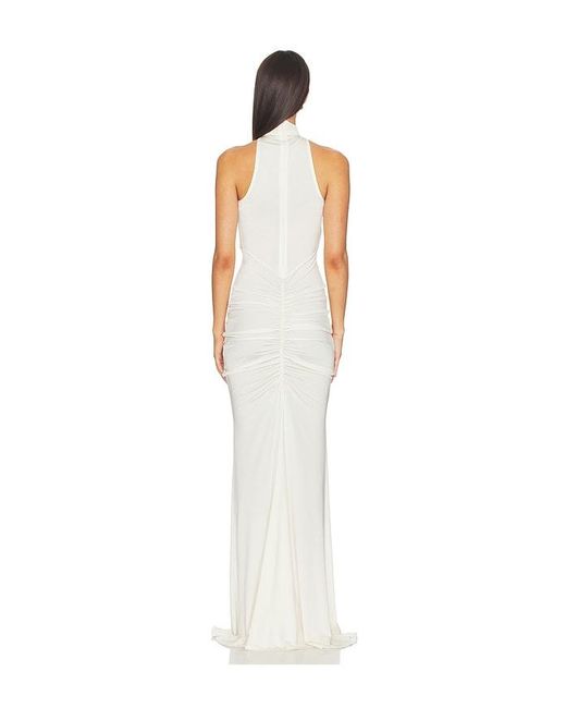 LAPOINTE White X Revolve Jersey Sleeveless Halter Ruched Gown