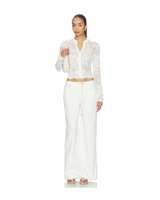 For Love & Lemons White Agnes Denim Jeans