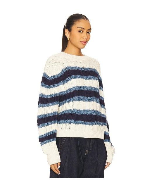 Free People Blue Frankie Cable Striped Pullover