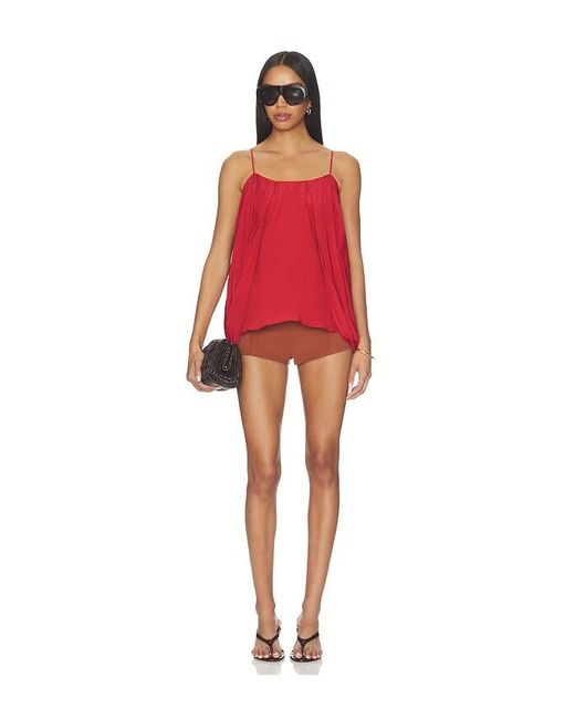 Balmain Red Thin Straps Draped Crepe Top