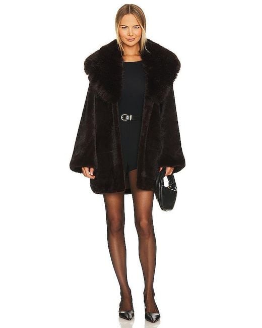 Adrienne Landau Black Faux Fox & Mink Coat