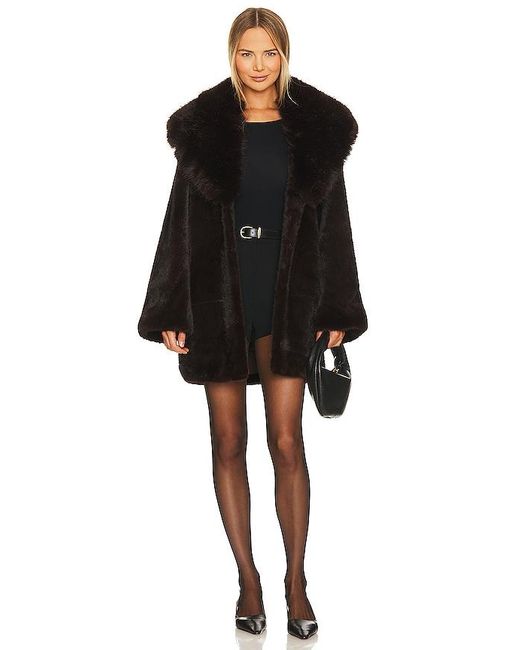 Adrienne Landau Black Faux Fox & Mink Coat