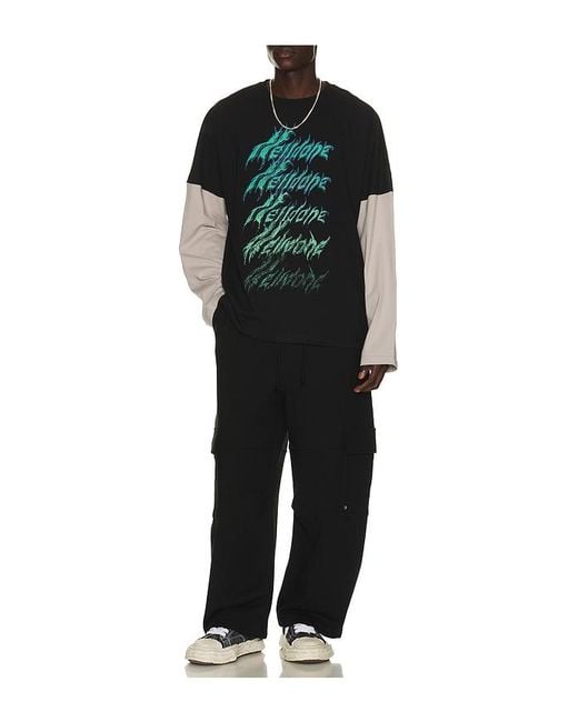 we11done Black Wide Fit Cargo Pants for men