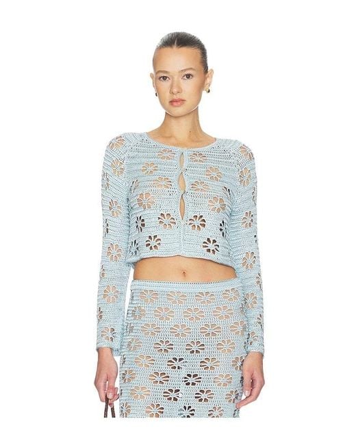 Calle Del Mar Blue Floral Crochet Cardigan