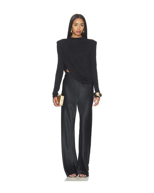 Misha Black The Draped Sheen Jersey Top