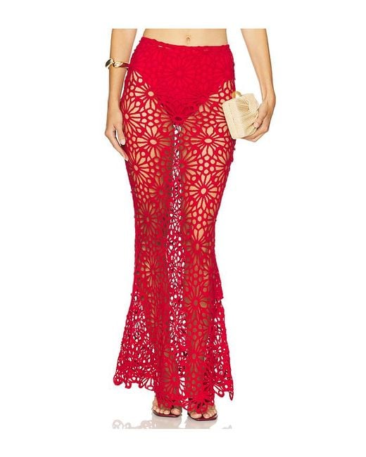 Norma Kamali Red Obie Maxi Skirt
