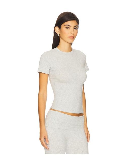 Skims White Cotton Jersey T-Shirt