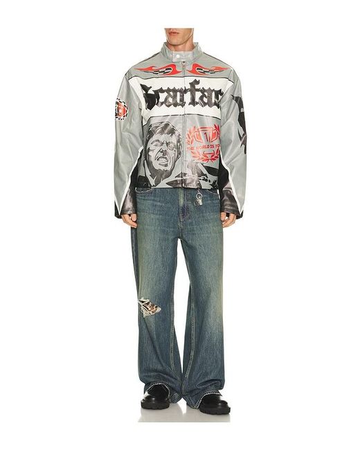 Reason Gray Scarface Moto Pu Jacket for men