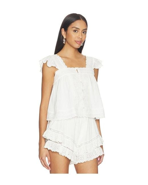 Sea White Eliza Solid Flutter Sleeveles Top