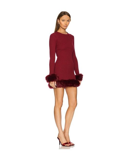 Show Me Your Mumu Red Fran Dress With Faux Fur Trim