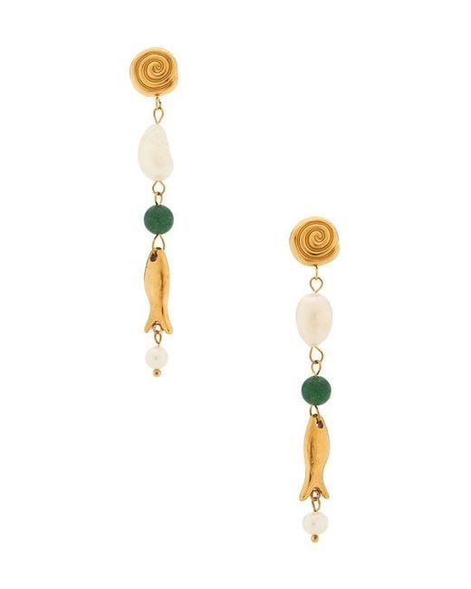 Casa Clara Green La Paz Wood And Gold Beaded Earring