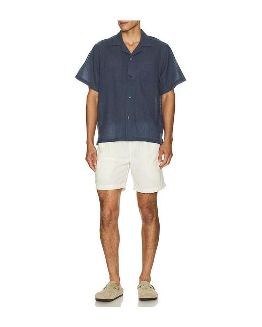 Bather Blue Wool Gauze Camp Shirt for men