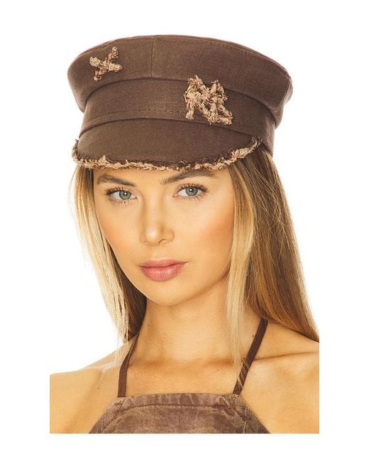 Ruslan Baginskiy Brown Monogram-Embellished Fringed Baker Boy Cap