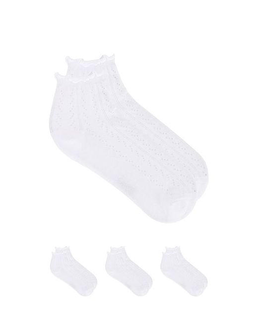 Stems White 3-Pack Pointelle Mid Crew Socks