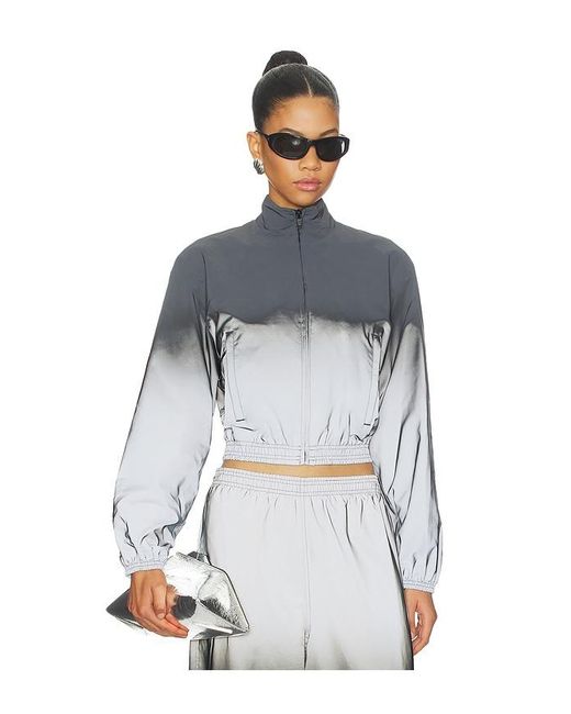 Alexander Wang Blue Reflective Shrunken Track Jacket