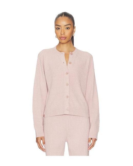 Barefoot Dreams Pink Cozychic Ultra Lite Textured Rib Cardigan