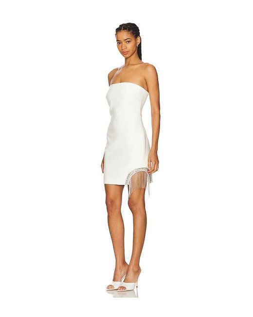 Cinq À Sept White Rhinestone Fringe Mini Sammy Dress