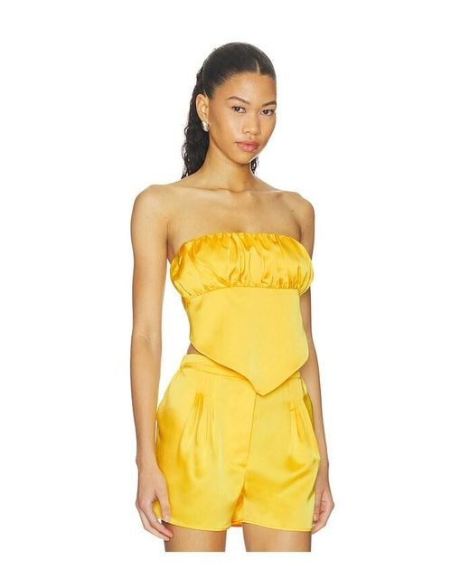 Susana Monaco Yellow Satin Scarf Tube Top
