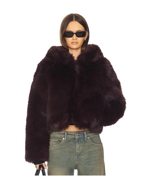 Free People Blue Louder Please Faux Fur Jacket